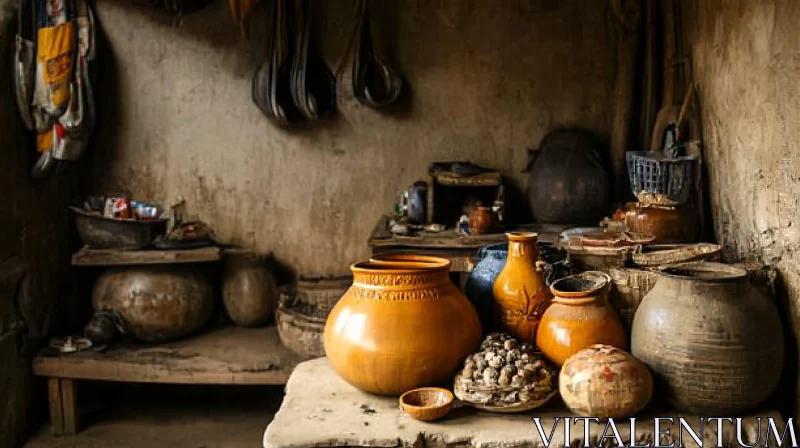 Vintage Pottery Still Life AI Image