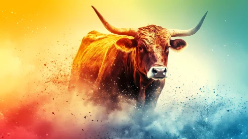 Dynamic Bull in Vibrant Colors