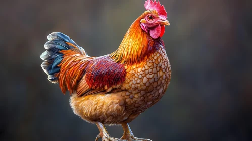 Majestic Rooster in Full Feathers