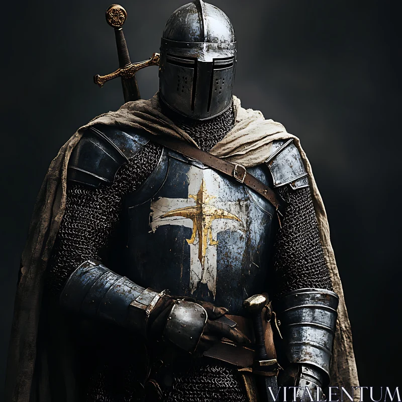 AI ART Medieval Knight Ready for Battle