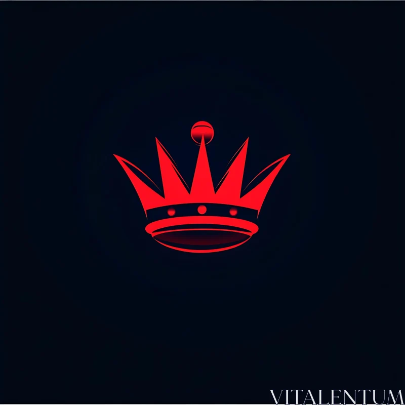 Red Crown Symbol on Navy Blue AI Image