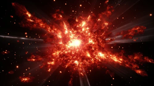 Fiery Red Explosion in Space | Ray Tracing Artwork