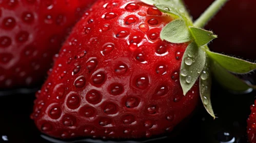 Lush Detailed Monochromatic Strawberries with Water Droplets
