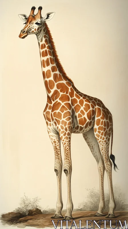 Elegant Giraffe with Beautiful Spots AI Image