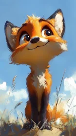 Illustrated Fox with Bright Eyes