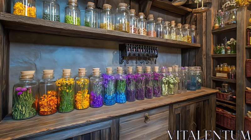 Dried Flowers in Glass Jars AI Image