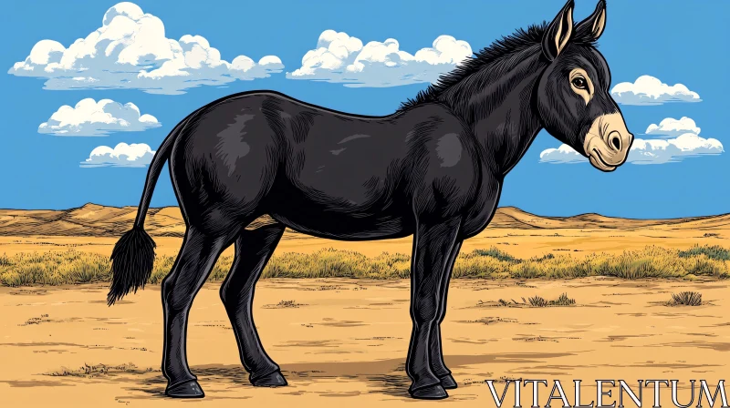 Desert Donkey Illustration AI Image