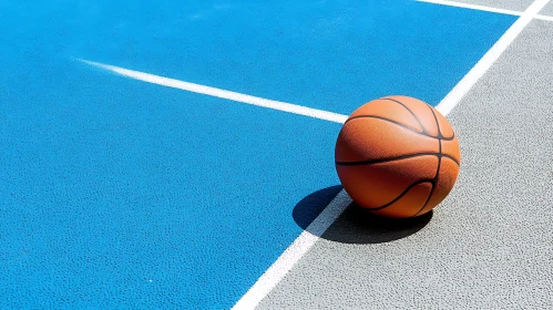 Basketball Resting on Court