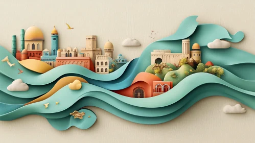 Whimsical Paper-Cut City Illustration