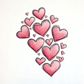 Collection of Pink Hearts Illustration