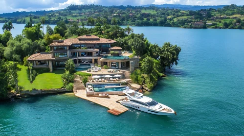 Island Villa with Yacht and Pool