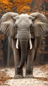Elephant in Fall Woods