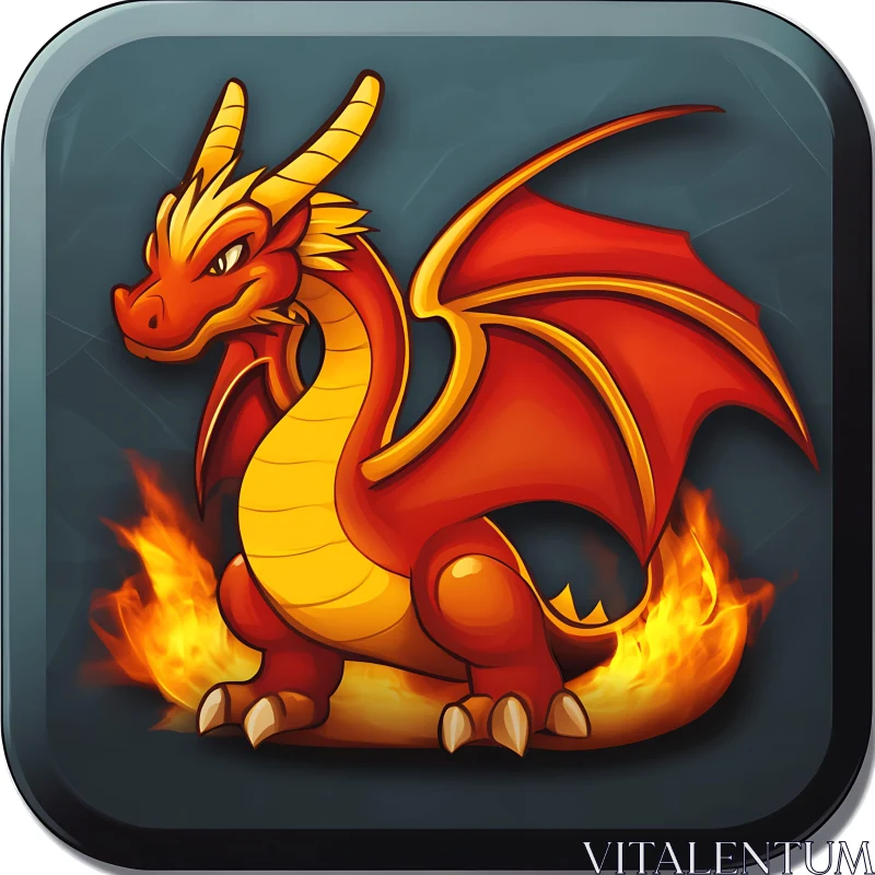 AI ART Fiery Cartoon Dragon Digital Art