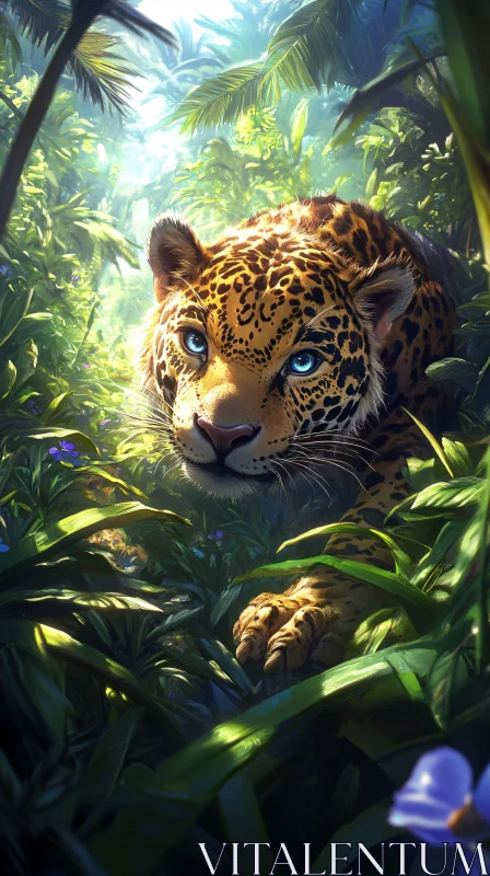 Wild Leopard in Greenery AI Image