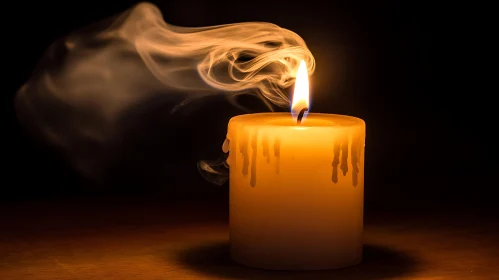 Serene Candle Light with Flowing Smoke