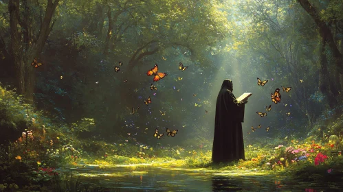 Cloaked Reader in Butterfly Glade