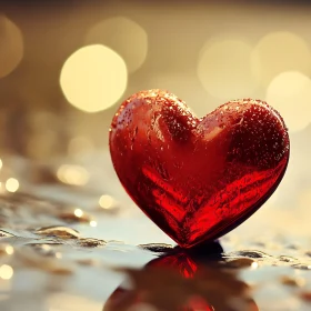 Red Heart with Water Droplets