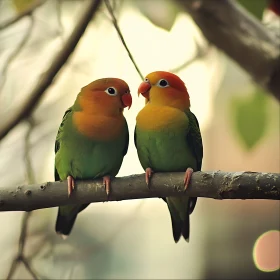 Pair of Lovebirds Perched Together