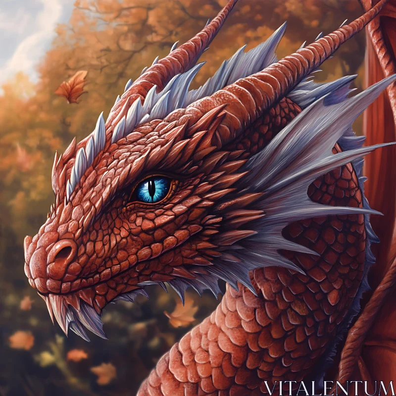 AI ART Crimson Dragon with Azure Eyes