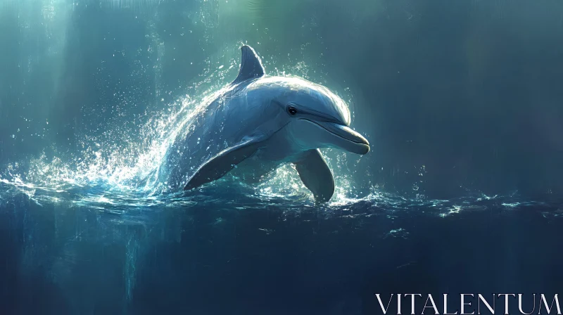 Marine Life Dolphin Splash AI Image