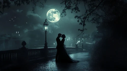 Moonlit Embrace: A Romantic Night Scene