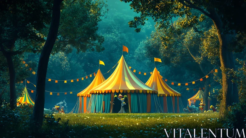 AI ART Circus Tents in Forest Glade