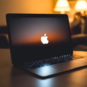 Modern Apple Laptop with Glowing Backlit Keyboard