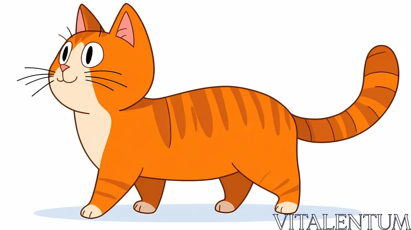 Cheerful Orange Tabby Cat Drawing AI Image