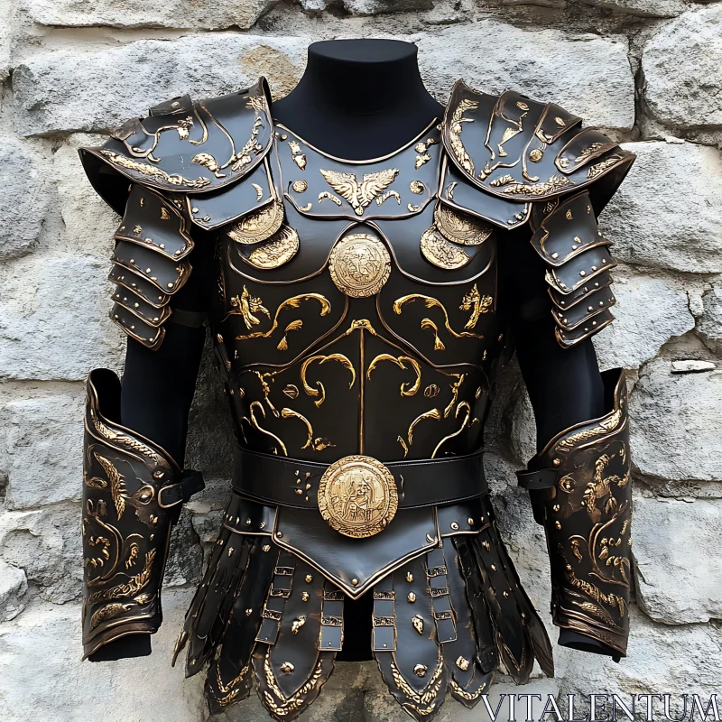 AI ART Detailed Black and Gold Armor