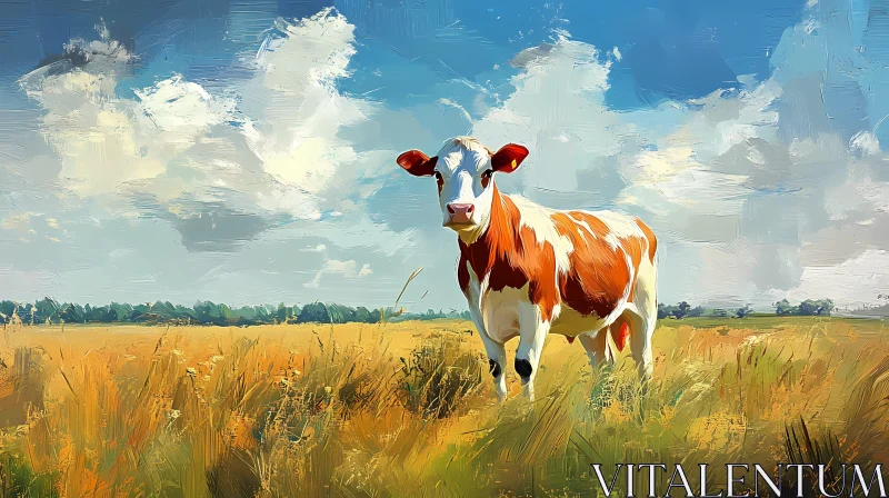 Pastoral Cow Artwork AI Image