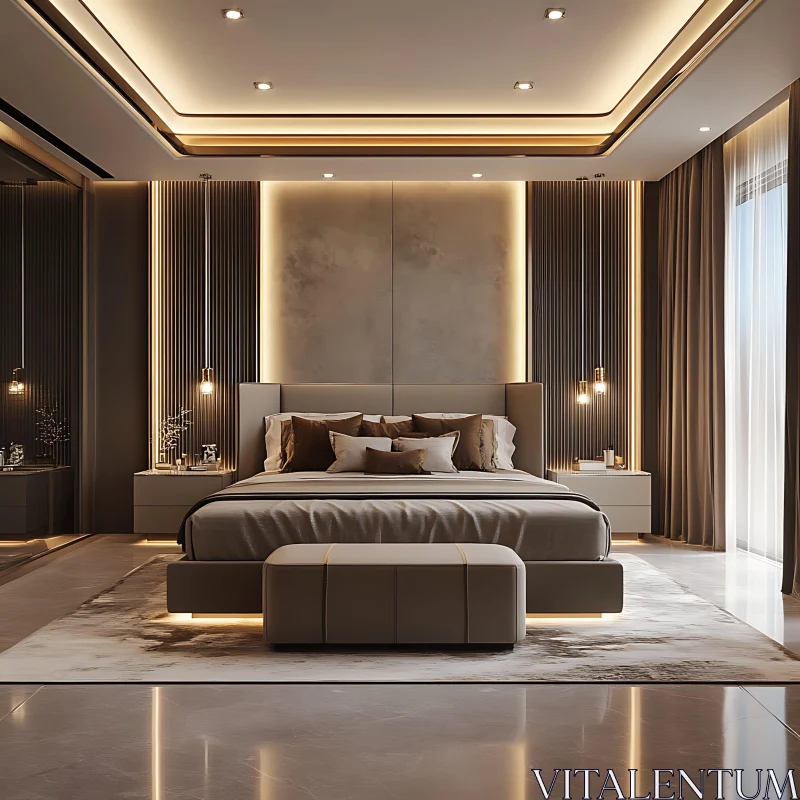 Sophisticated Bedroom Interior Design AI Image