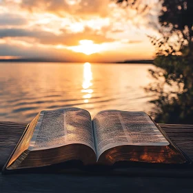 Golden Hour Reflection Book by Lake