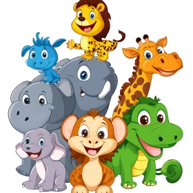 Cheerful Animal Cartoon Characters