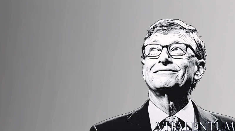 AI ART Bill Gates in Monochrome Portrait