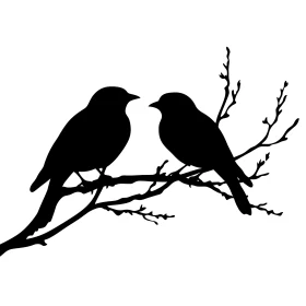 Two Birds Silhouette on a Branch