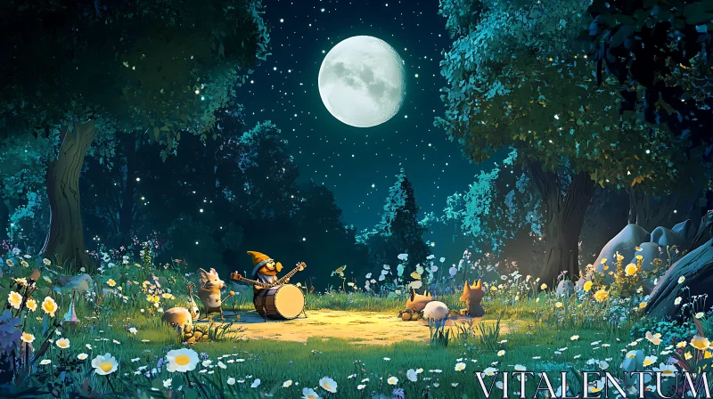 AI ART Nocturnal Animals' Serenade Under the Moon