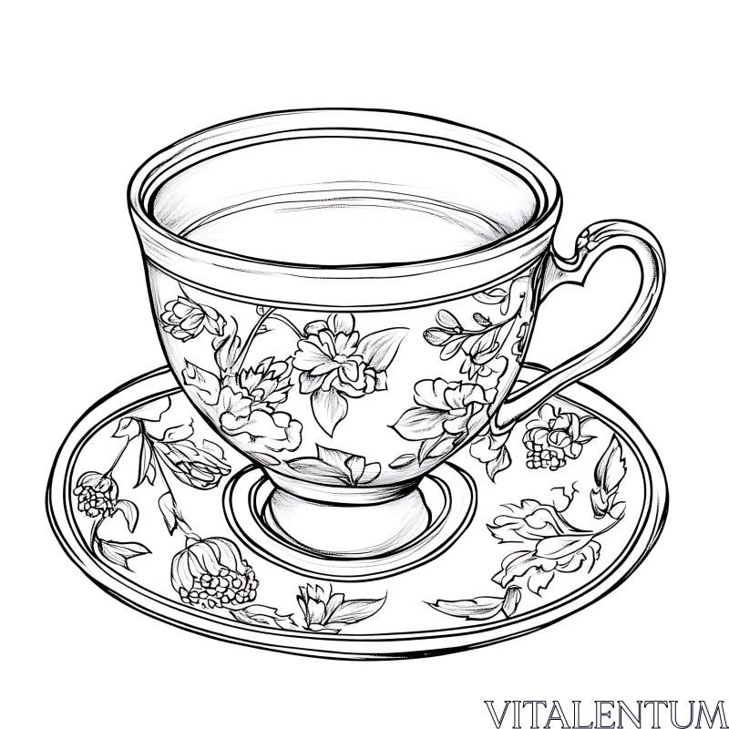 Vintage Teacup with Floral Design AI Image