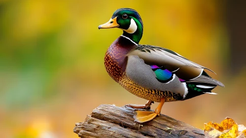 Mallard Duck on Log