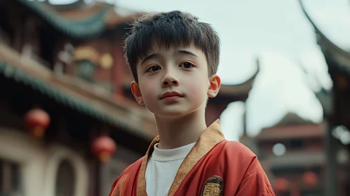 Young Boy in Traditional Asian Attire