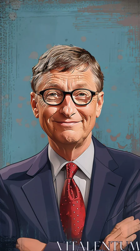 AI ART Iconic Digital Representation of Bill Gates