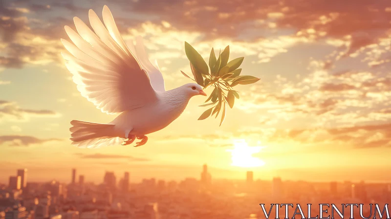 White Dove with Olive Branch AI Image