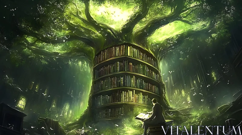 AI ART Mystical Tree Library