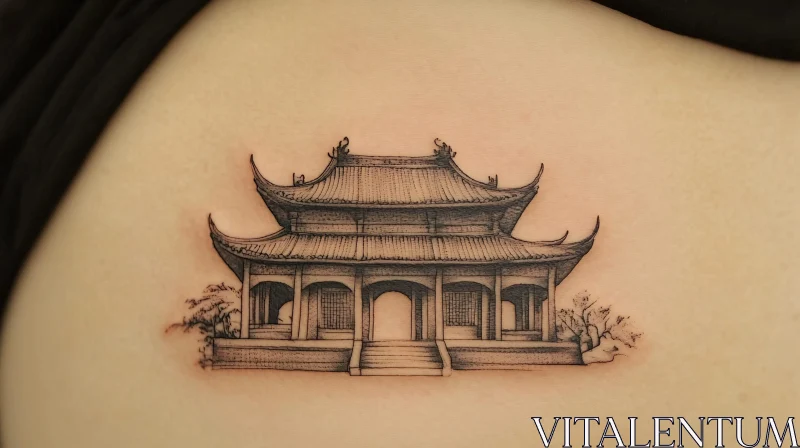 AI ART Detailed Pagoda Tattoo Art