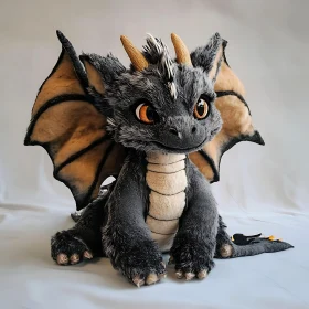 Adorable Plush Dragon with Amber Eyes