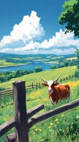 Cow in Verdant Field