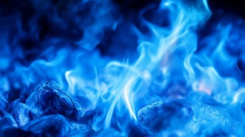 Mystical Blue Fire and Glowing Coals