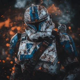 Weathered Clone Trooper in Battle