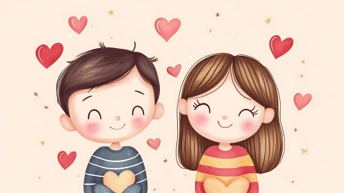 Sweet Cartoon Couple in Love