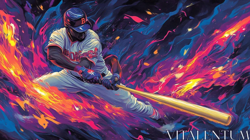 Baseball Player Action Art AI Image