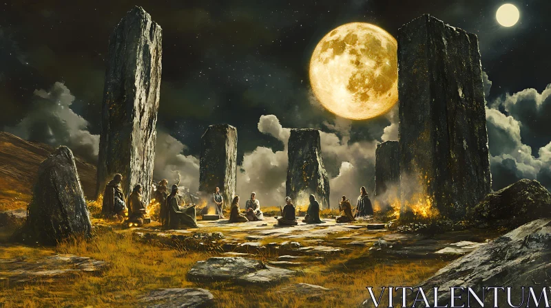 Stone Circle Night Ritual AI Image